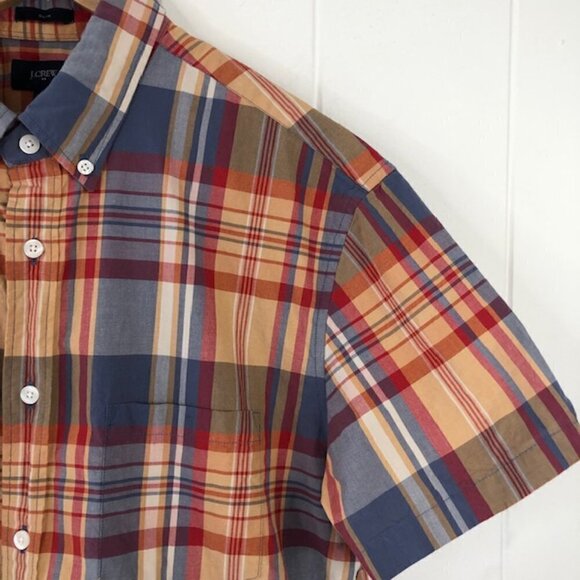 J. Crew Mens Shirt Plaid Short Sleeve Button Down Large - Picture 3 of 8